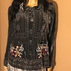 Johnny Was Velvet Button Up Jacket